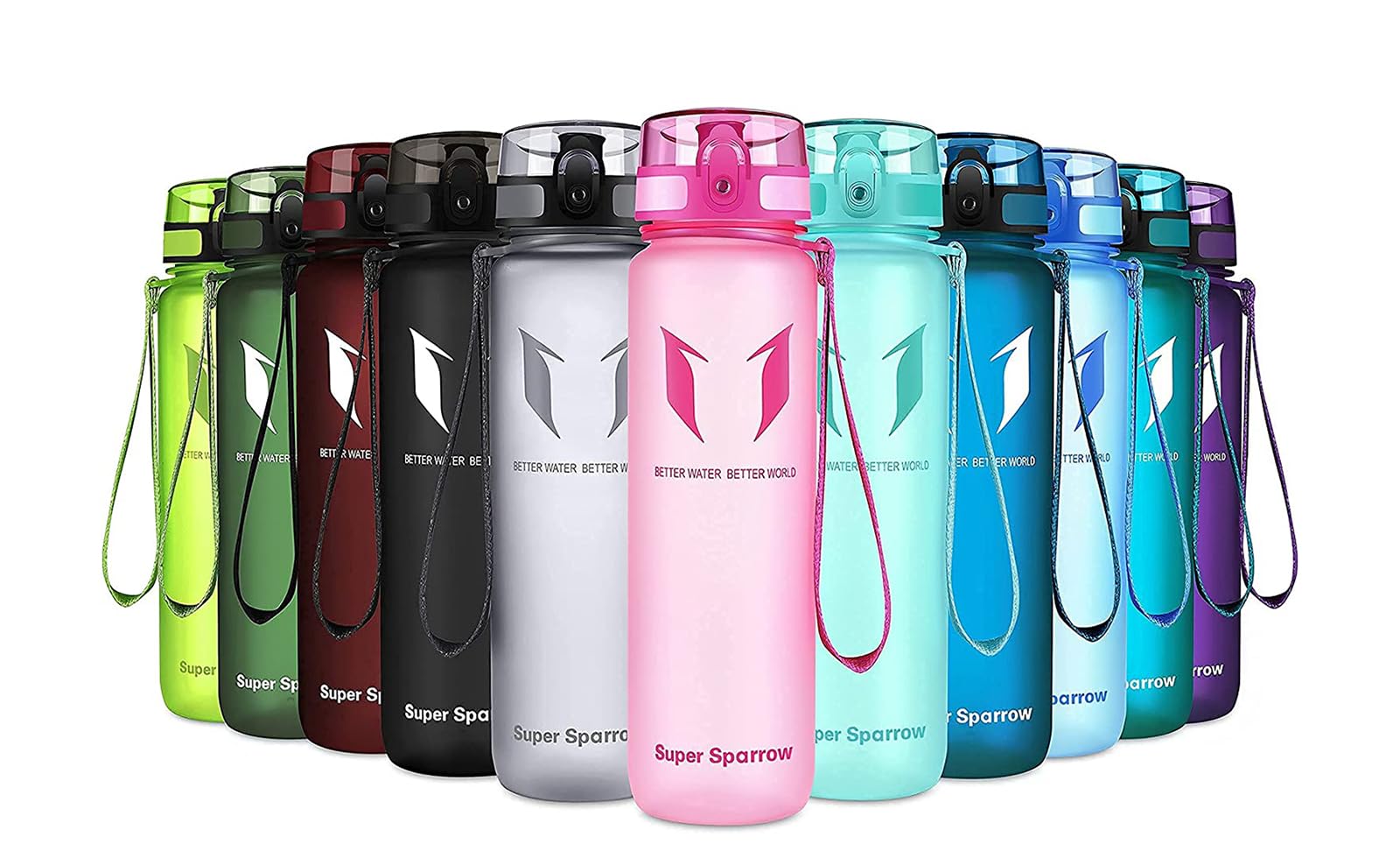 Super Sparrow Sports Water Bottle - 750ml - Non-Toxic BPA Free & Eco-Friendly Tritan Co-Polyester Plastic - For Running, Gym, Yoga, Outdoors and Camping