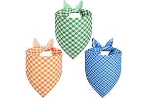 Agroon 3PCS Dog Bandanas Large, Summer Scarf, Durable Triangle Reversible Orange Blue Green Bibs Handkerchief for Puppy Pet