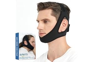 BINITS Chin Strap for CPAP User - Adjustable Snore Stopping Device Face Mask Bandage Keeping Mouth Closed - Better Night's Sleep Women and Men (Black)