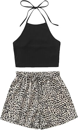 Amazon Com Shein Women S Boho 2 Pieces V Neck Lace Crop Top And