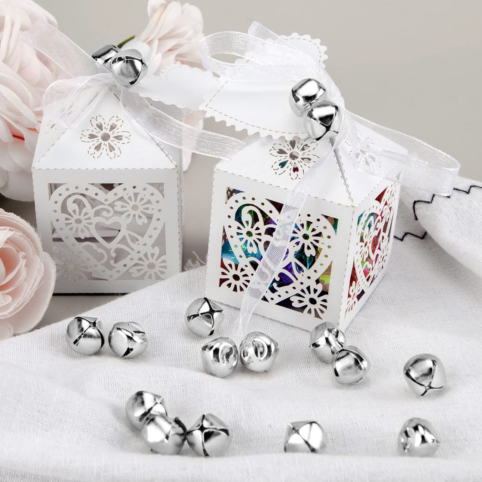 MCPINKY 170PCS Jingle Bells, Mini Bells for Crafting, for Gift Decorations, DIY Gift Bags, 0.5 Inch, Silver
