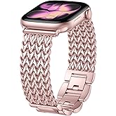 Metal Band Compatible with Apple Watch Bands for Women 40mm 41mm 42mm 38mm 44mm 45mm 46mm 49mm, Dressy Stainless Steel Link Bracelet, Designer Strap for iWatch Series 11/SE/10/9/8/7/6/5/4/3/2/1/Ultra