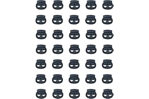 CUTEABC Cord Lock,35 Pcs Adjustment Cord Locks for Drawstrings,Black Plastic Cord Locks End Spring Toggle Stopper for Paracord,Dual Hole Cordlock Stoppers for Shoelaces,Backpack,Bags,Clothing,Lanyard and More