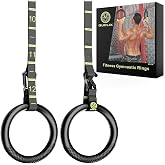 QUOLIX Gymnastic Rings with Adjustable Straps, Non-Slip Pull Up Rings with Straps, 1300lbs Exercise Rings with Straps for Home, Gymnastics Rings for Home Gym, Workout, Exercise, Training, Calisthenic