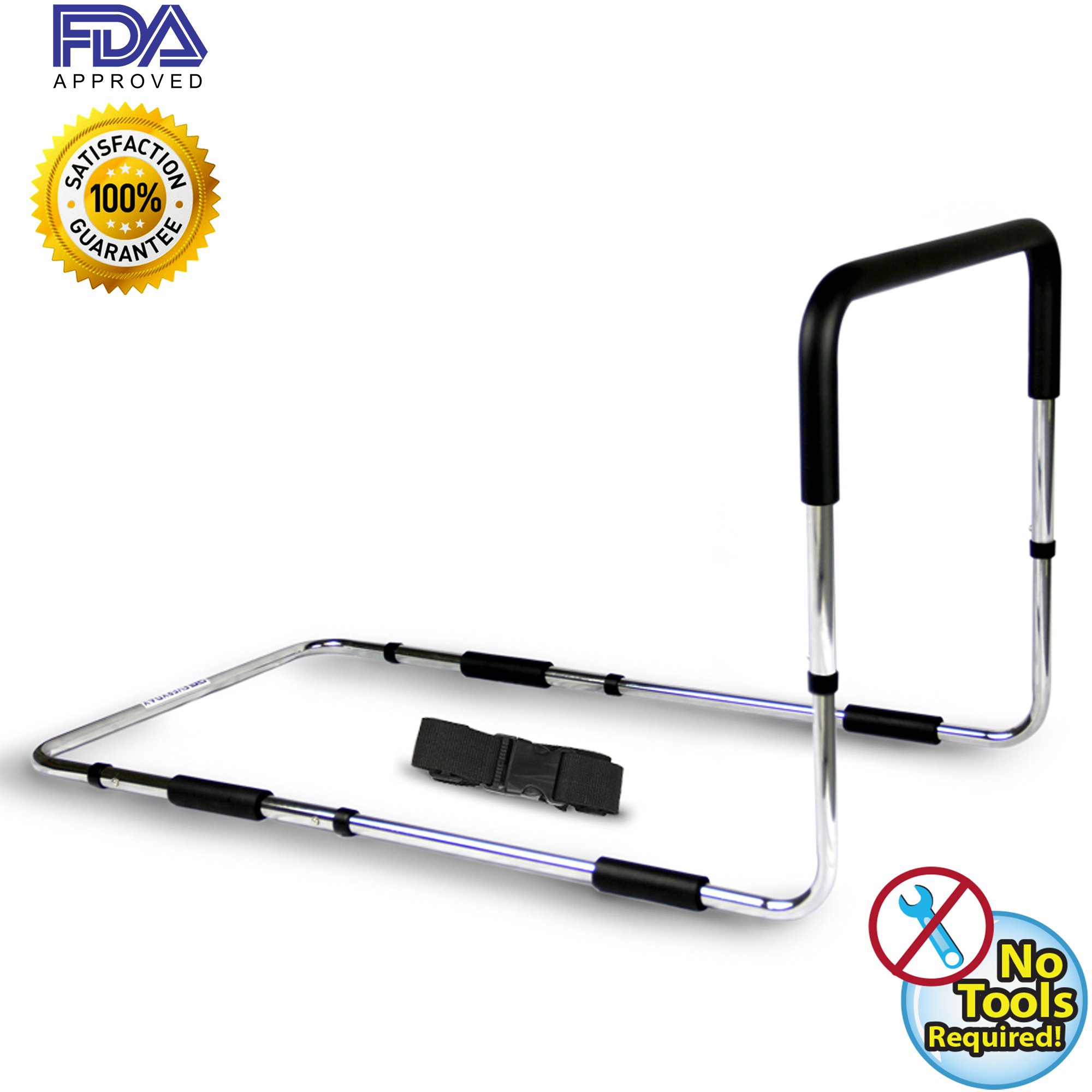Everyday Medical Adjustable Bed Rail, Metal Bed Mobility Bar, Bed