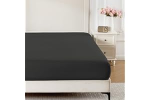 ROSE&RISY Black Queen Fitted Sheet,Soft and Breathable for Sleeping,Cooling Fitted Sheets,16“ Deep Pocket, 1pack (Black, Queen)