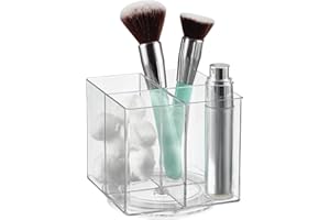 iDesign Rotating Makeup Organizer with Dividers, Clear Plastic Lazy Susan for Cosmetics and Skincare