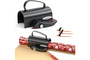 CUZNYAX Wrapping Paper Cutter with Handle Gift Wrap Cutter for Christmas Paper Rolls, 3 Replaceable Blades for Smooth & Straight Cuts, Easy Paper Cutting Tool for Holidays