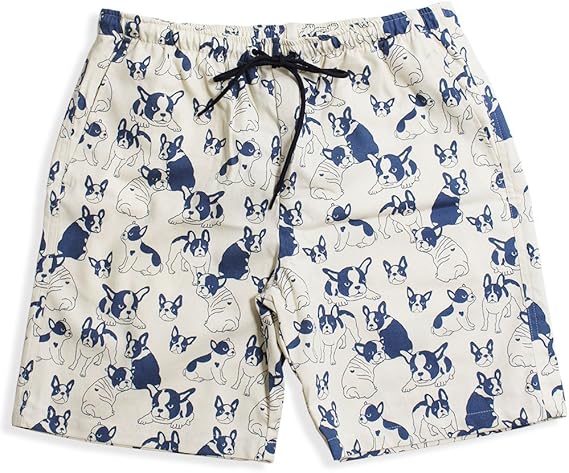 Amazon Quintetto モノトーン フレンチブルドック ショートパンツ メンズ 膝上 ハーフパンツ 犬柄 日本製 01 M ネイビー Navy ショートパンツ 通販