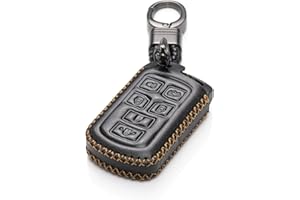 Vitodeco Genuine Leather Smart Key Keyless Remote Entry Fob Case Cover with Key Chain Compatible with Toyota Sienna 2011-2020 (6 Buttons, Black)