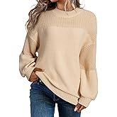 Sidefeel Women's Pullover Sweaters Casual Long Sleeve Crewneck Loose Knit Jumper Tops