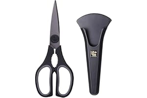 Linoroso Kitchen Scissors All Purpose Kitchen Shears with Magnetic Holder, Soft Grip Handle Cooking Scissors Dishwasher Safe 
