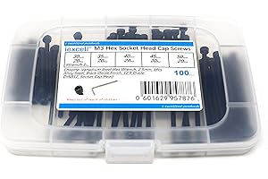 iexcell 100 Pcs M3 x 30/35/40/45/50 Alloy Steel 12.9 Grade Hex Socket Head Cap Screws Bolts Assortment Kit, Black Oxide Finish
