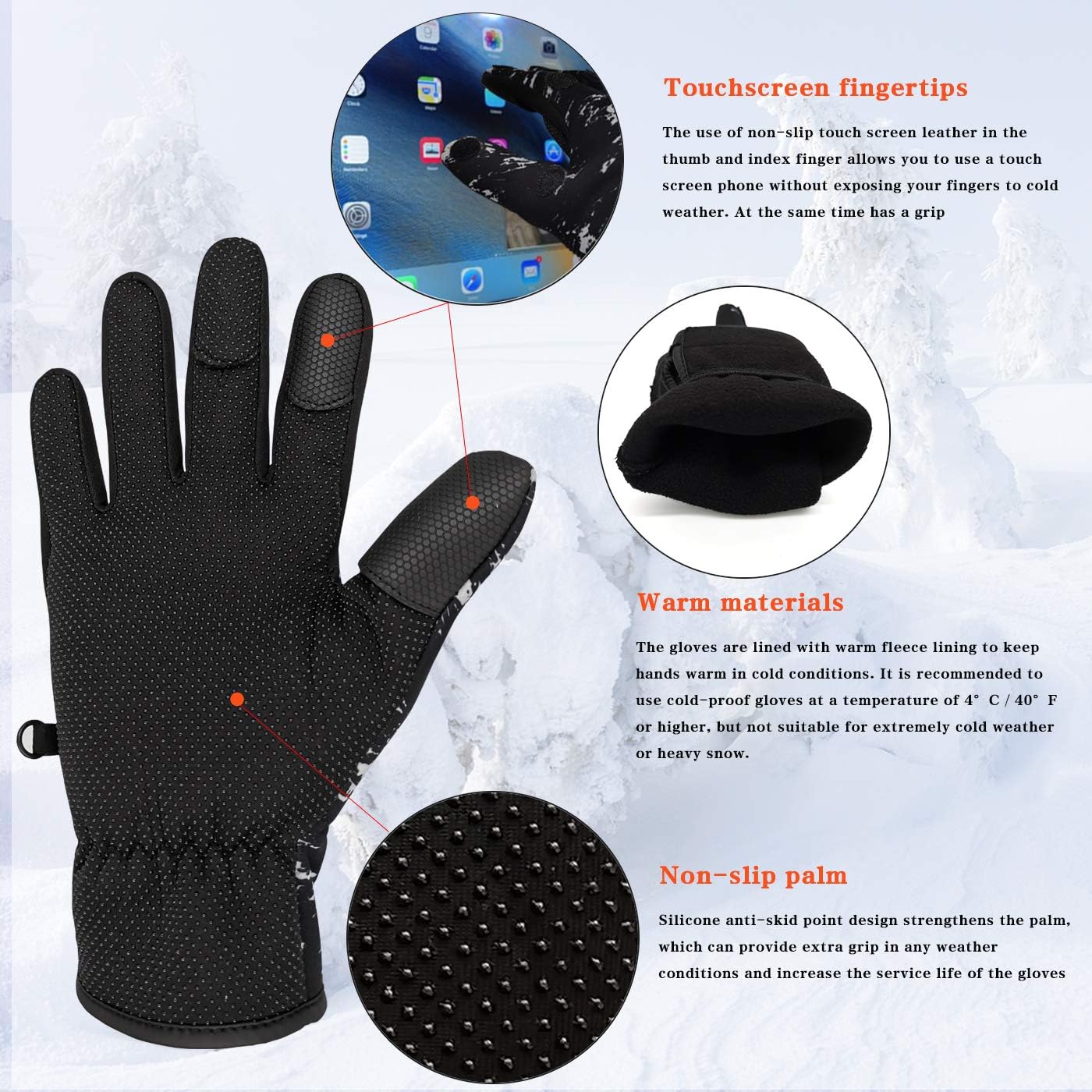 Drasry Neoprene Fishing Gloves Touchscreen 3 Cut Fingers Warm Cold Weather Waterproof Suitable for Men and Women Ice Fishing Fly Fishing Photography Motorcycle Running Shooting : Sports & Outdoors