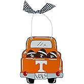 University of Tennessee Volunteers Wooden Ornament- Pick-up Truck, Footballs & Team Logo Design by Magnolia Lane- Christmas Gift for Students, Alumni
