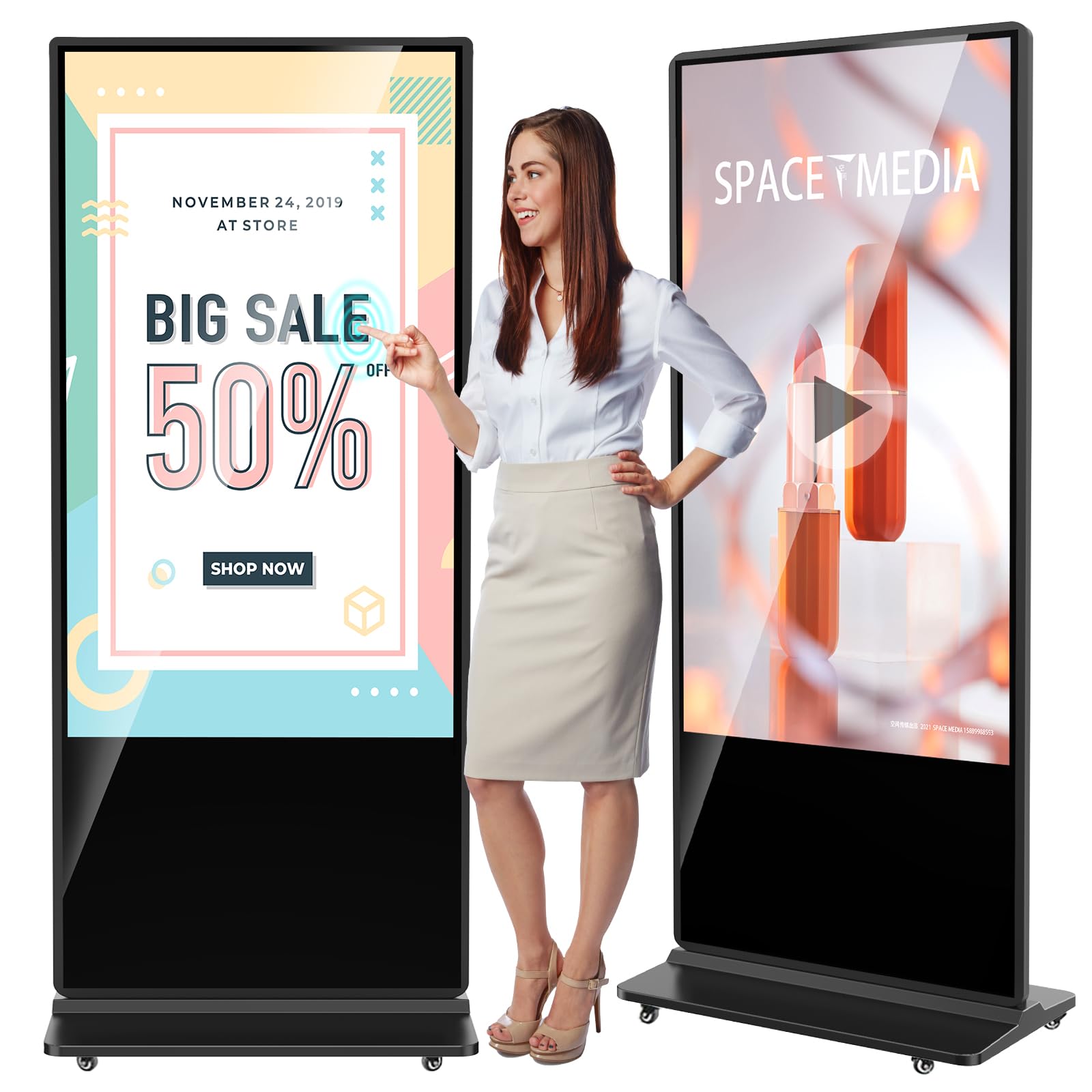 JIYANG 65 Inch Digital Signage Display,Indoor Floor