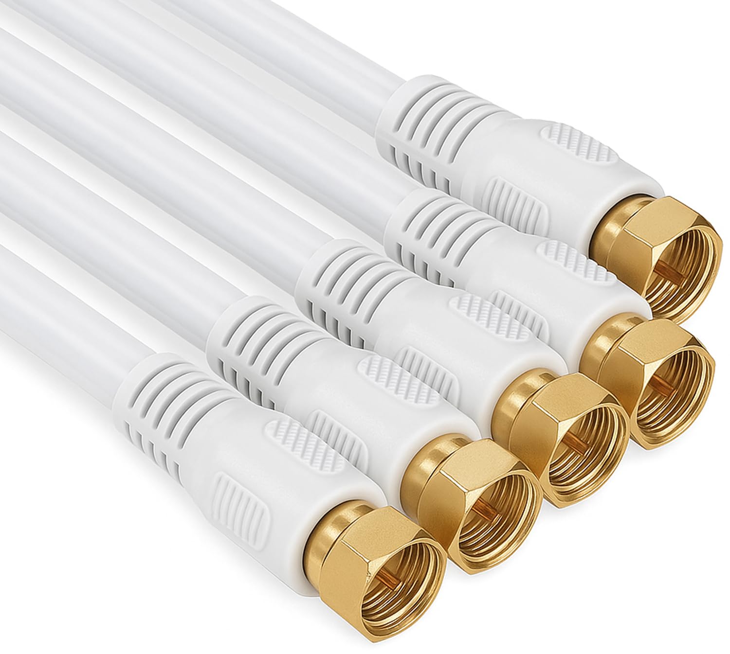 1aTTack Coaxial Connection Cable Antenna Cable Sat Cable F-Connector Coaxial Male to Coaxial Female Double-Shielded / Triple Shielded / Quadruple Shielded / 75 db / 85 db / 100 db / 110 db / 120 db / 125 db SAT weiß F-F gold 85db (5 Stück) 1,5 Meter
