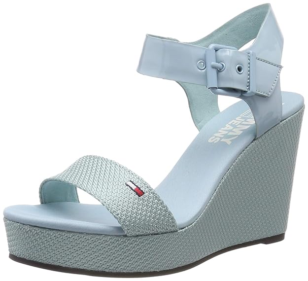 Hilfiger Denim Damen Material Mix Wedge Sandal Plateausandalen