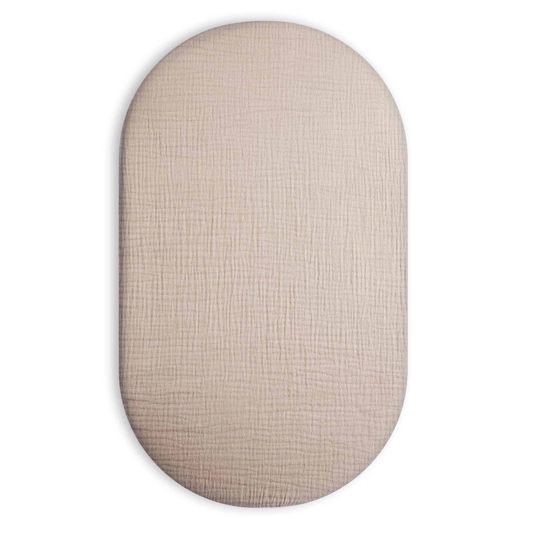 Photo 1 of Bassinet Sheet for Baby Boy and Girl, Fitted Sheets for Rectangle, Oval, Hourglass Bassinet Mattress, Muslin Moses Basket Sheets with Neutral Style (Beige)