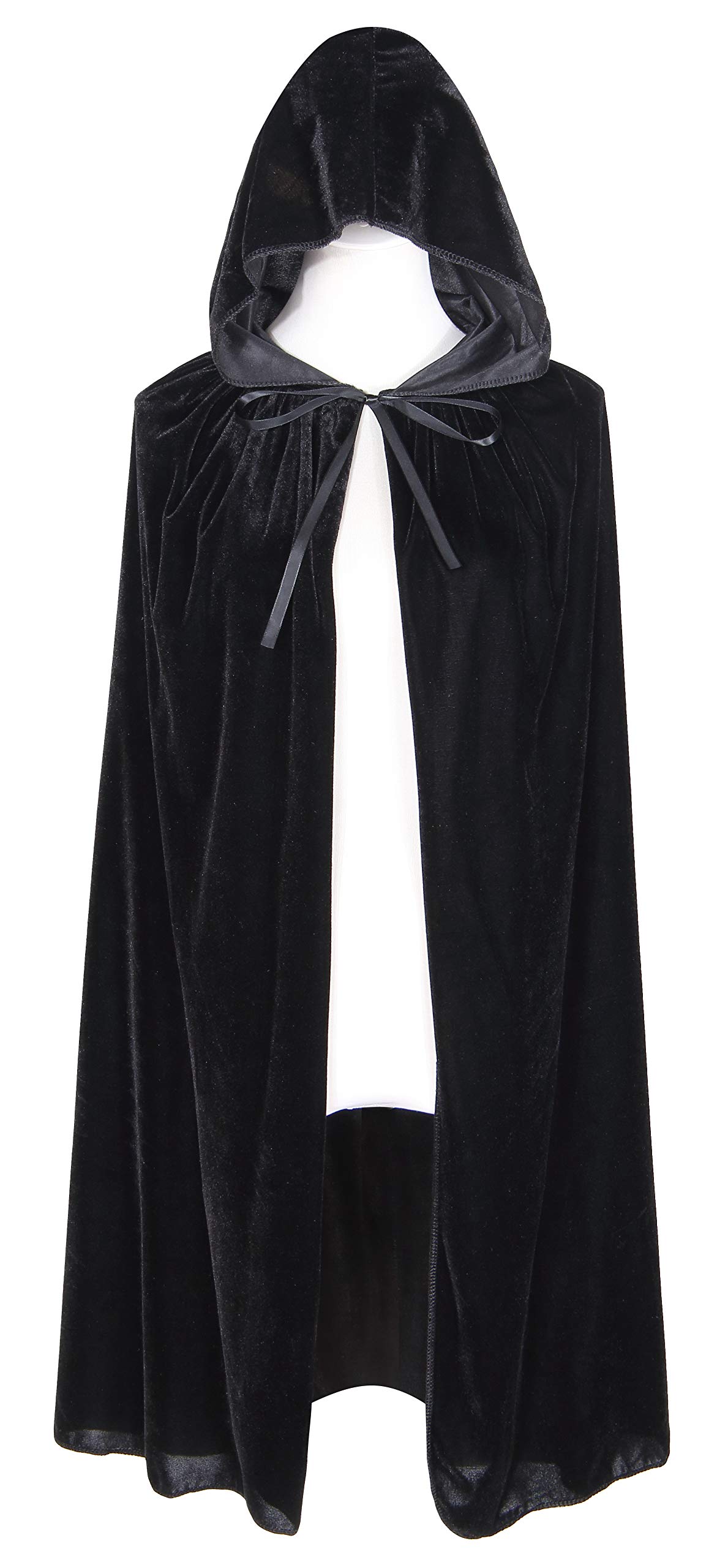 Txian Kids Hooded Velvet Cloak Halloween Christmas Fancy Cape for Kids (Black)