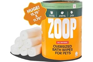 ZOOP XL Pet Wipes for Dogs & Cats – Thick, Huge Bath Wipes for Cleaning, Deodorizing, Conditioning, Wet Dog Wipes for Paws, Butt, Ear, Eye, Face, Whole Body, with Nanosilver-15 Count
