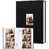 XFveiwoo Photo Album 4x6 450 Photos with Writing Space,4 x 6 Photo Book Linen Cover with Front Window, 4x6 Picture Album 450 Photos Photo Album Book for Wedding Kids Travel Family Baby Pictures, Black