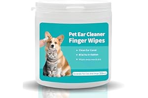 BDLLMDES Dog Ear Wipes for Pets Remove Ear Wax, Dog Ear Wipes Finger Stop Ear Itching, Easy to Use - 50 Count