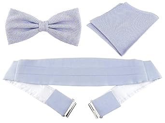 TigerTie - Herren Kummerbund Pique + Fliege + Einstecktuch in uni gemustert