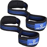 AQF Figure 8 Weight Lifting Straps with Neoprene Padding Black Blue view 3