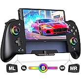 Gammeefy Switch Controllers Compatible with Nintendo Switch/Switch OLED, One-Piece Joypad Controller Replacement for Switch Pro Controller with 9 Lights Color, Turbo, Macro, KeyLinker APP