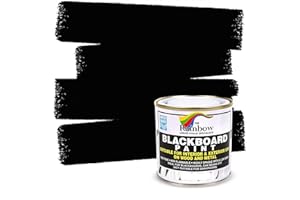 RAINBOW CHALK MARKERS LIMITED Chalkboard Blackboard Paint - Brush on Wood, Metal, Glass, Wall, Plaster Boards Sign, Frame or Any Surface. Use with Chalk Pen Wet Erase, Non-Toxic - Matte Finish [Black] - (8.5oz Cover 32 sf)