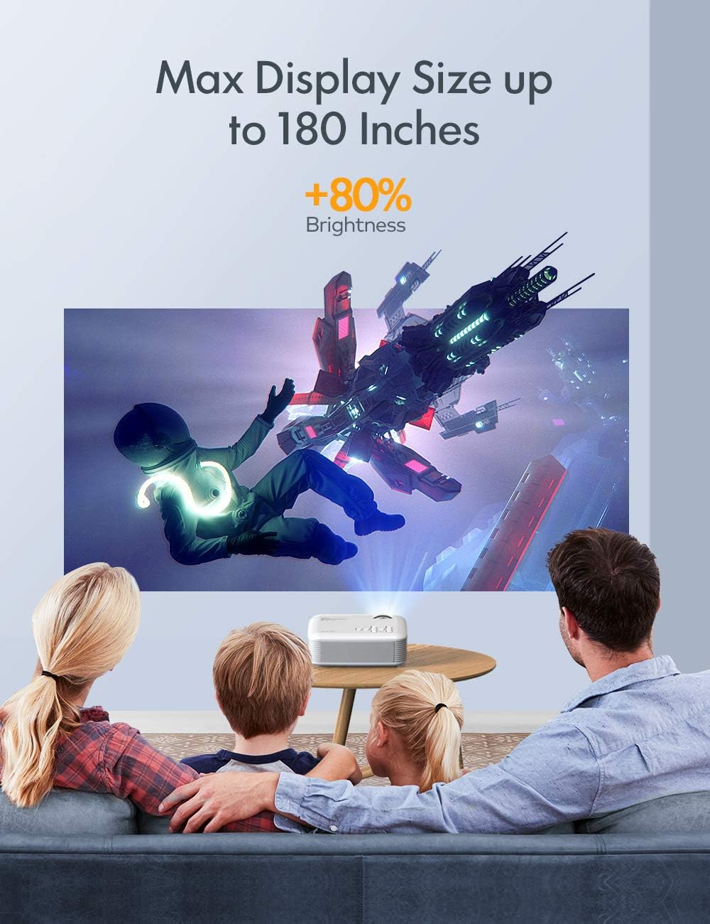 Mini Projector, APEMAN 4500L Brightness Projector, Support 1080P 180" Display, Portable Movie Projector, 45,000Hrs LED Life and Compatible with TV Stick, PS4, HDMI, TF, AV, USB for Home Entertainment: Camera & Photo