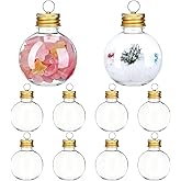 Christmas Drink Balls, 10 Pcs 2.36 Inch Clear Plastic Ornaments for Crafts, DIY Fillable Christmas Balls with Gold Lid - Drink Ornament Ball for Christmas Tree, Halloween and Wedding Birthday Party