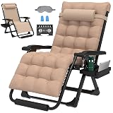 ZENPETIO 29In XL Zero Gravity Chair w/Cushion, Zero Gravity Recliner Lounge Chair for Indoor and Outdoor, Reclining Camping Chair for Lawn, Anti Gravity Chair with Cup Holder and Footrest, 440LBS