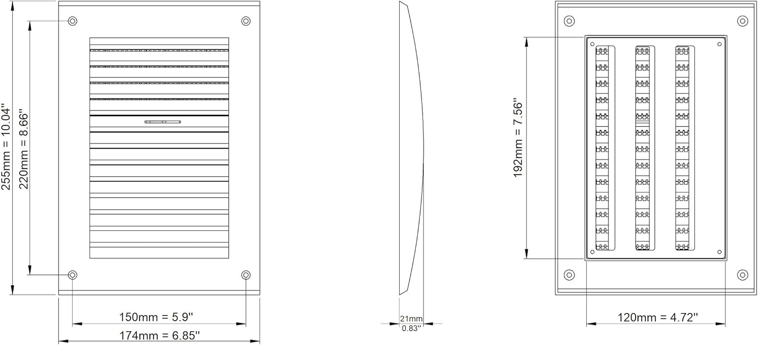170x250mm / 6.7x10 inch Air Vent Cover - Adjustable Ventilation Grille with Flyscreen - ABS Plastic White - Image 3