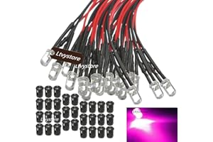 Ltvystore 3MM 12V Pink LED Pre Wired Prewired 7.87 Inch Lamp Light Bulb Prewired Emitting Diode & Black 3MM LED Plastic Clip Holder Display Panel