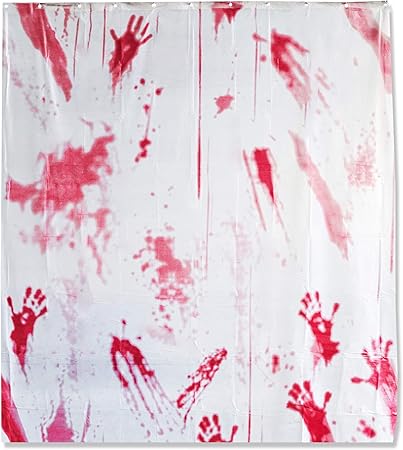 Scary Bloody Shower Curtain Blood Hands Prank Ideal Bathroom