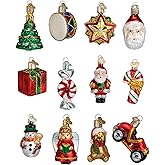 Old World Christmas Mini Ornament Set Glass Blown Ornament for Christmas Tree, Handcrafted Holiday Decoration, Set Collection (12-Piece)
