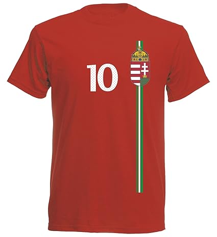 Ungarn Magyarország Herren T-Shirt Nummer 10 Trikot Fußball Mini EM 2016 T-Shirt - S M L XL XXL - rot NC ST-1