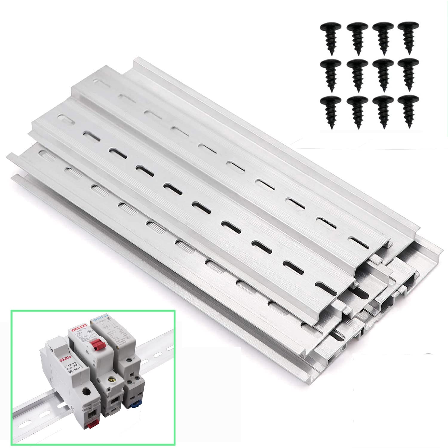 Greluma 6Pcs DIN Rail,Aluminum DIN Rail for Distribution Cabinet Installation in Control Cabinet(1.38" Wide,8" Long,0.3" High)