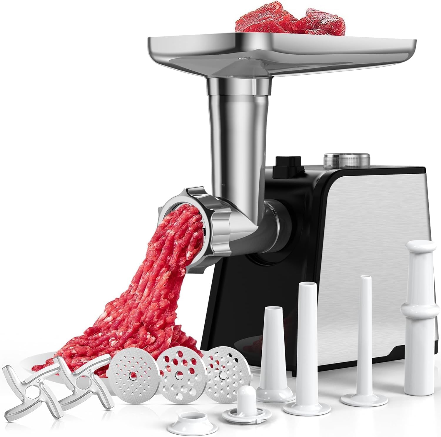 Photo 1 of Oaomi 3200W Max Electric Meat Grinder & Sausage Stuffer - Mincer Machine with Tool 1 Blade And 3 Plates, 3 Tubes & Kubbe Kit Tool for Home Kitchen Use?Black?