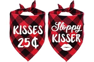 STMK 2 Pack Valentine's Day Dog Bandanas, Valentine's Day Plaid Dog Puppy Bandana for Dog Puppy Valentine's Day Wedding Holiday Party Decorations