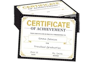 ADDUSTER 30 Certificates of Achievement Student Award Certificates Kindergarten Graduation Certificates Paper Monthly Certificates 8.5 x 11 inches (Black)