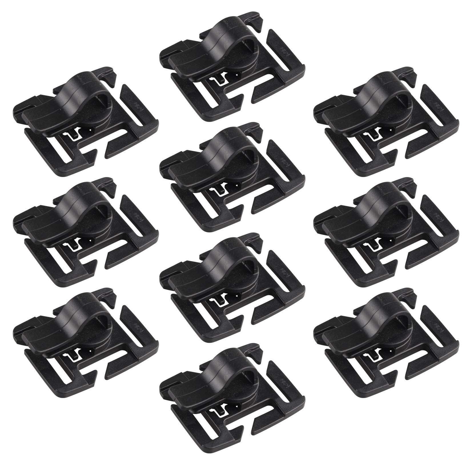 Jopto 10PCS Universal Tactical Military Hydration Tube Clips Water Tube Clip MOLLE Webbing Attachment Adjustable Angle 360°Rotatable Bladder Drinking Water Tube Clip Pipe Clamp Multi-function Tool