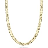 Miabella 18K Gold Plated 925 Sterling Silver Italian 3mm, 4mm, 6mm Flat Mariner Link Chain Necklace for Men Women, Made in Italy