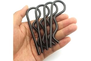 Alloygold 4Pcs Heavy Duty Hitch Pins Clip R Clips Cotter Pins, Black Zinc Plated Spring Retaining Wire Hair Pins， Large for Trailer Tractors Mower Carts Truck Pin Clip，Strong Spring Tension M5x100mm