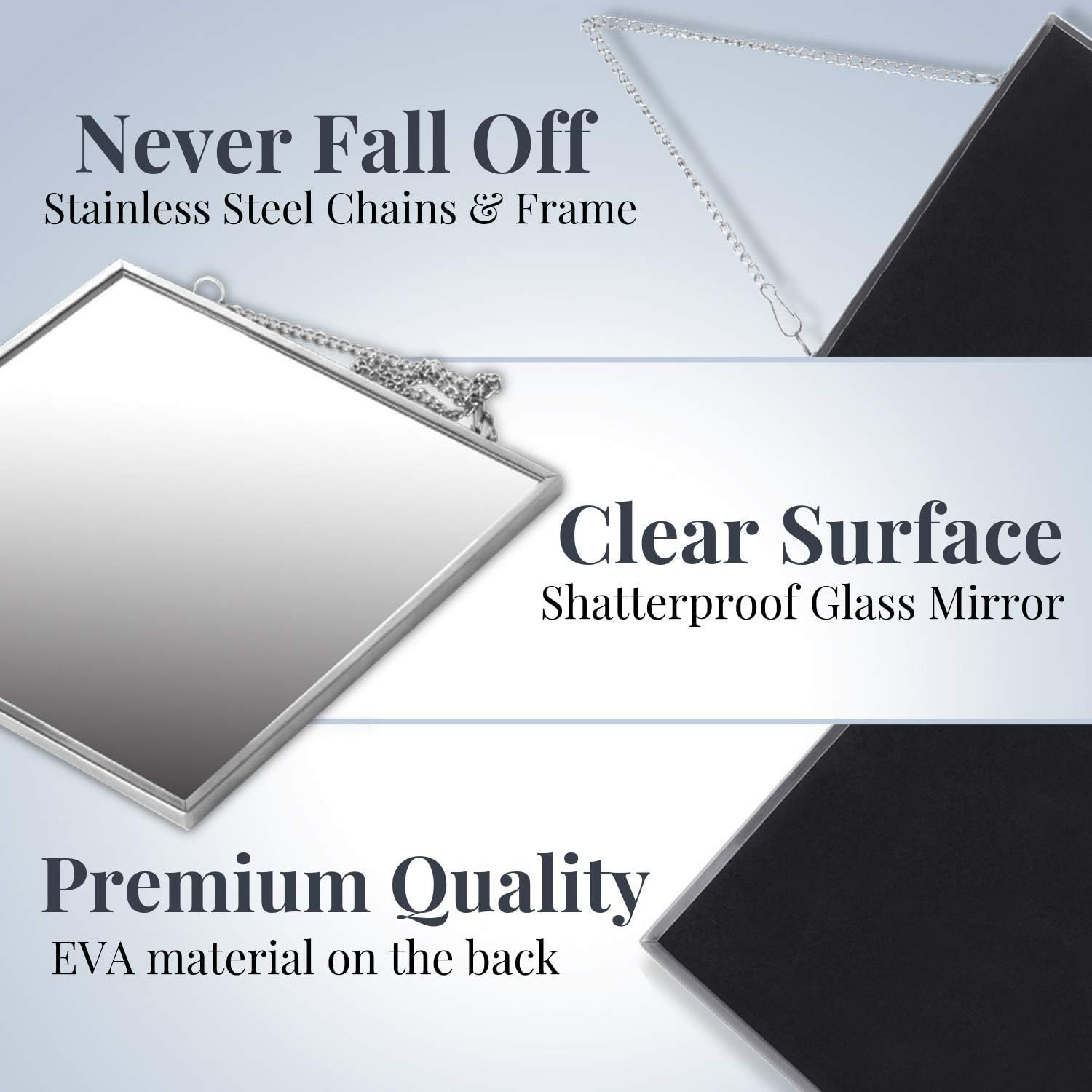 InnoBeta Fogless Shower Mirror for Shaving & Facial Cleansing, Anti-Fog Shower Mirror with Larger Size (6.7” x 6.7”), Easy to Use, Shatterproof Glass, Stainless Steel Frame, 2 Chains Included: Kitchen & Dining