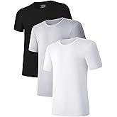 COLORFULLEAF Men's Undershirts Moisture-Wicking Stretchy Soft Crew Neck T-Shirts for Men
