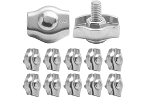 Auvotuis 10Pcs M3 Wire Rope Clip Cable Clamps 304 Stainless Steel Simplex Clamps Single Bolt Cable Clips Clamp Fastener for 1/8 Inch Diameter Wire Rope