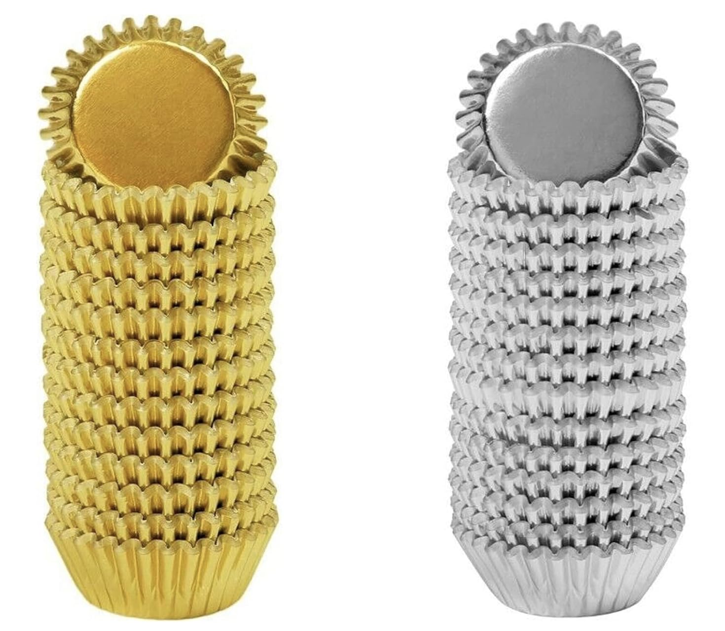 Bakery Direct Silver/Gold Paper Petit Four Truffle Sweet Cases Bon Christmas (400, Silver & Gold - Mixed Pack)